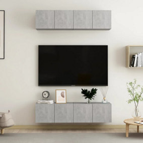 Berkfield TV Cabinets 4 pcs Concrete Grey 60x30x30 cm Engineered Wood