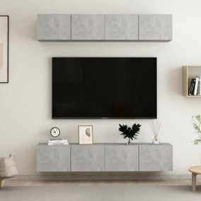 Berkfield TV Cabinets 4 pcs Concrete Grey 80x30x30 cm Engineered Wood