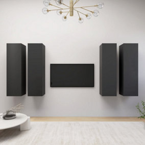 Berkfield TV Cabinets 4 pcs Grey 30.5x30x110 cm Engineered Wood