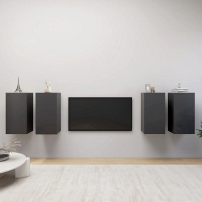 Berkfield TV Cabinets 4 pcs Grey 30.5x30x60 cm Engineered Wood