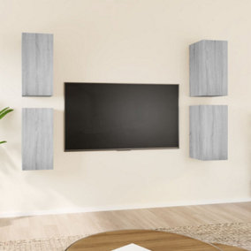Berkfield TV Cabinets 4 pcs Grey Sonoma 30.5x30x60 cm Engineered Wood