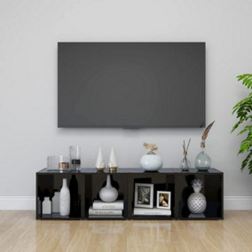Berkfield TV Cabinets 4 pcs High Gloss Black 37x35x37 cm Engineered Wood