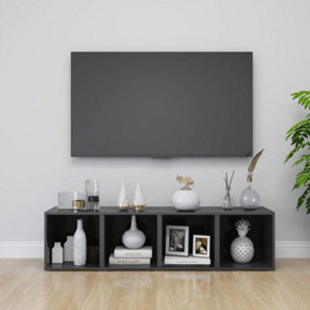 Berkfield TV Cabinets 4 pcs High Gloss Grey 37x35x37 cm Engineered Wood