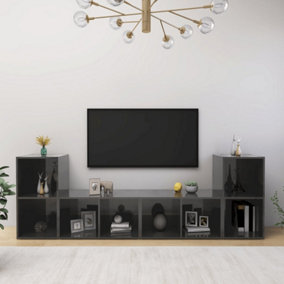 Berkfield TV Cabinets 4 pcs High Gloss Grey 72x35x36.5 cm Engineered Wood