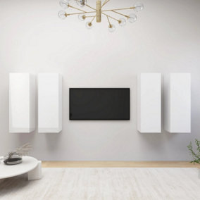 Berkfield TV Cabinets 4 pcs High Gloss White 30.5x30x90 cm Engineered Wood