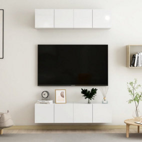 Berkfield TV Cabinets 4 pcs High Gloss White 60x30x30 cm Engineered Wood