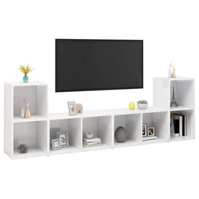 Berkfield TV Cabinets 4 pcs High Gloss White 72x35x36.5 cm Engineered Wood