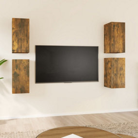 Berkfield TV Cabinets 4 pcs Smoked Oak 30.5x30x60 cm Engineered Wood