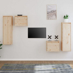 Berkfield TV Cabinets 4 pcs Solid Wood Pine