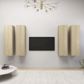 Berkfield TV Cabinets 4 pcs Sonoma Oak 30.5x30x110 cm Engineered Wood