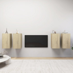 Berkfield TV Cabinets 4 pcs Sonoma Oak 30.5x30x60 cm Engineered Wood
