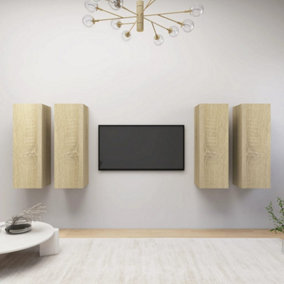 Berkfield TV Cabinets 4 pcs Sonoma Oak 30.5x30x90 cm Engineered Wood
