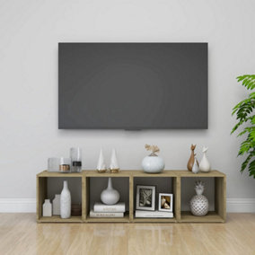 Berkfield TV Cabinets 4 pcs White and Sonoma Oak 37x35x37 cm Engineered Wood