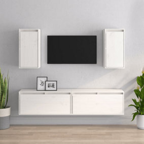 Berkfield TV Cabinets 4 pcs White Solid Wood Pine
