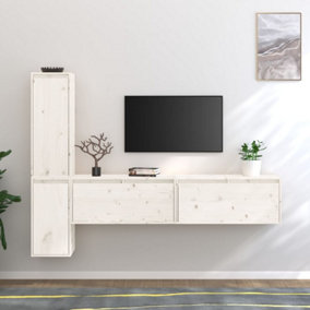 Berkfield TV Cabinets 4 pcs White Solid Wood Pine