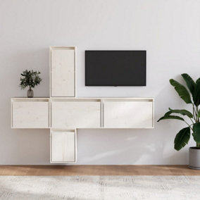 Berkfield TV Cabinets 5 pcs White Solid Wood Pine