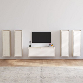 Berkfield TV Cabinets 5 pcs White Solid Wood Pine