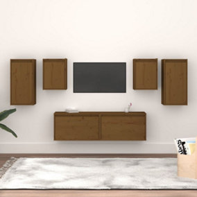 Berkfield TV Cabinets 6 pcs Honey Brown Solid Wood Pine