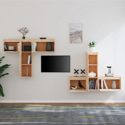 Berkfield TV Cabinets 6 pcs Solid Wood Pine