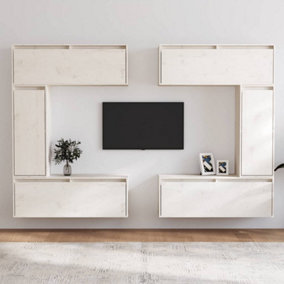 Berkfield TV Cabinets 6 pcs White Solid Wood Pine