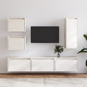 Berkfield TV Cabinets 6 pcs White Solid Wood Pine