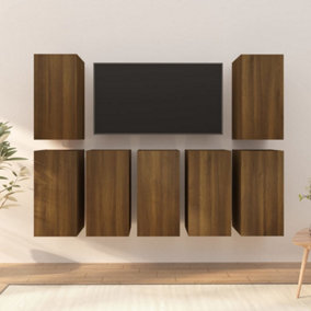 Berkfield TV Cabinets 7 pcs Brown Oak 30.5x30x60 cm Engineered Wood