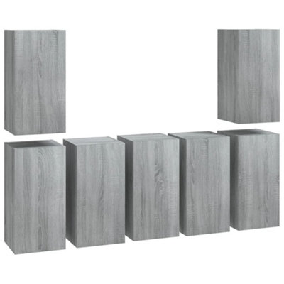 Berkfield TV Cabinets 7 pcs Grey Sonoma 30.5x30x60 cm Engineered Wood