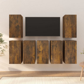 Berkfield TV Cabinets 7 pcs Smoked Oak 30.5x30x60 cm Engineered Wood
