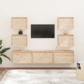 Berkfield TV Cabinets 7 pcs Solid Wood Pine