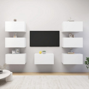 Berkfield TV Cabinets 7 pcs White 30.5x30x60 cm Engineered Wood