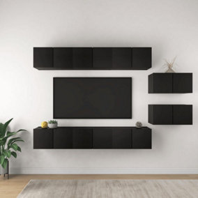 Berkfield TV Cabinets 8 pcs Black Engineered Wood