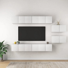 Berkfield TV Cabinets 8 pcs White Engineered Wood