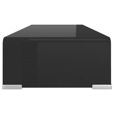 Berkfield TV Stand/Monitor Riser Glass Black 60x25x11 cm