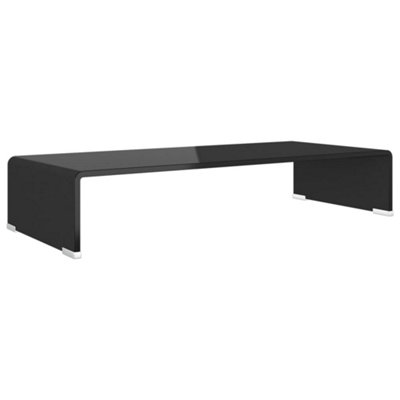 Berkfield TV Stand/Monitor Riser Glass Black 70x30x13 cm