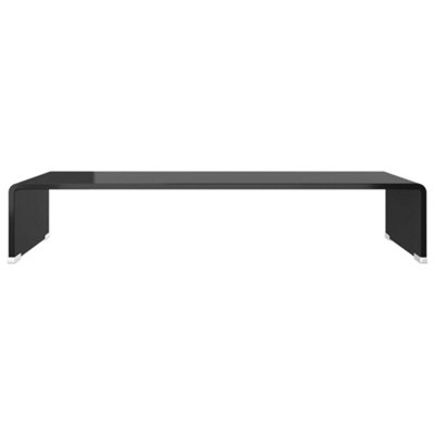 Berkfield TV Stand/Monitor Riser Glass Black 70x30x13 cm