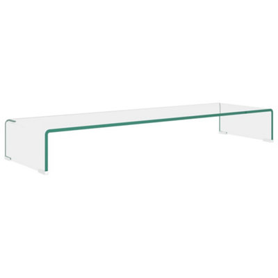 Berkfield TV Stand/Monitor Riser Glass Clear 100x30x13 cm