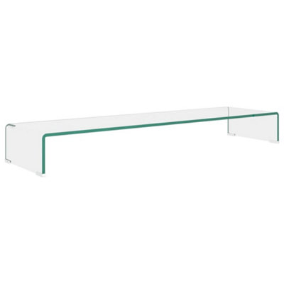 Berkfield TV Stand/Monitor Riser Glass Clear 110x30x13 cm