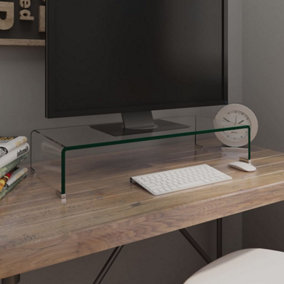 Berkfield TV Stand/Monitor Riser Glass Clear 70x30x13 cm