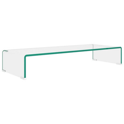 Berkfield TV Stand/Monitor Riser Glass Clear 80x30x13 cm