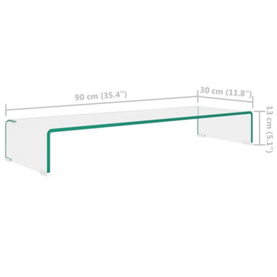 Berkfield TV Stand/Monitor Riser Glass Clear 90x30x13 cm