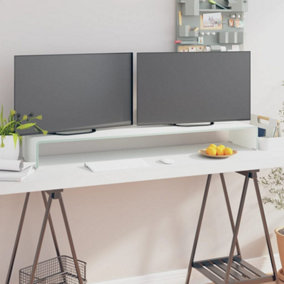 Berkfield TV Stand/Monitor Riser Glass White 120x30x13 cm