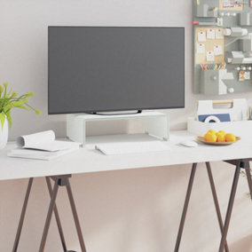 Berkfield TV Stand/Monitor Riser Glass White 40x25x11 cm