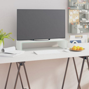 Berkfield TV Stand/Monitor Riser Glass White 60x25x11 cm