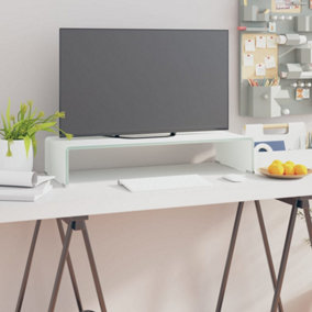Berkfield TV Stand/Monitor Riser Glass White 70x30x13 cm