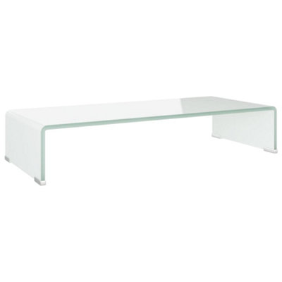 Berkfield TV Stand/Monitor Riser Glass White 70x30x13 cm