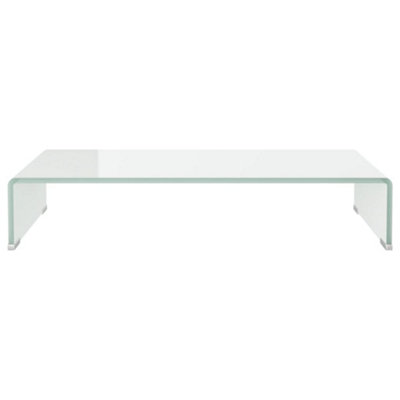 Berkfield TV Stand/Monitor Riser Glass White 70x30x13 cm