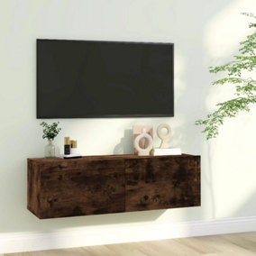Berkfield TV Wall Cabinet Smoked Oak 100x30x30 cm Engineered Wood