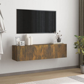 Berkfield TV Wall Cabinet Smoked Oak 120x30x30 cm Engineered Wood