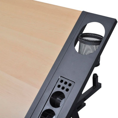 Berkfield Two Drawers Tiltable Tabletop Drawing Table with Stool