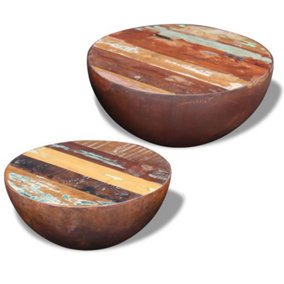 Berkfield Two Piece Bowl Shaped Coffee Table Set Solid Reclaimed Wood